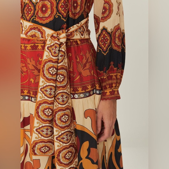 Farm Rio Ainika Cream Bohemian Tiles Midi Dress Size XS - Picture 2 of 9